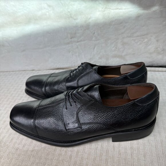 Johnston & Murphy Mens Black Leather Cap Toe Oxfords Size 12M - Picture 1 of 9